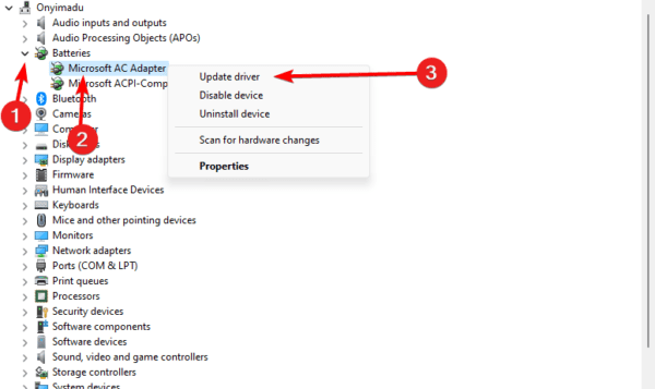 Driver battery update 600x357 - How to Fix No Battery Is Detected in Windows 11