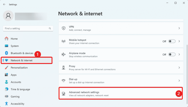 Network settings 600x341 - Top Fixes When Windows 11 WiFi Option Disappears