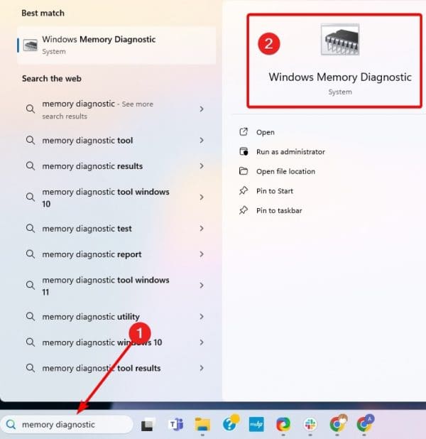Opening memory diagnostic 600x618 - How to Fix Random Windows 11 Shutdown