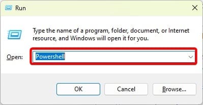 Opening the Powershell in Windows 11