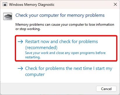 Restart now and check for problems - How to Fix Random Windows 11 Shutdown