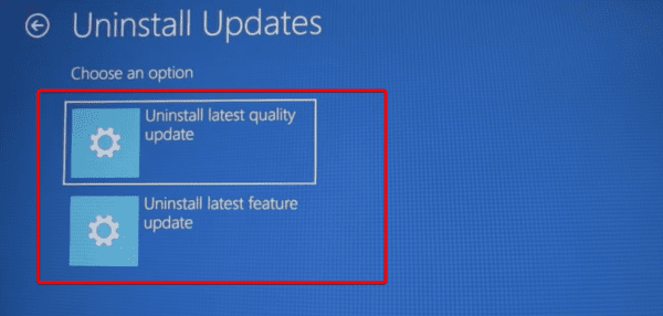 Uninstall updates: automatic repair couldn't repair your pc Windows 11