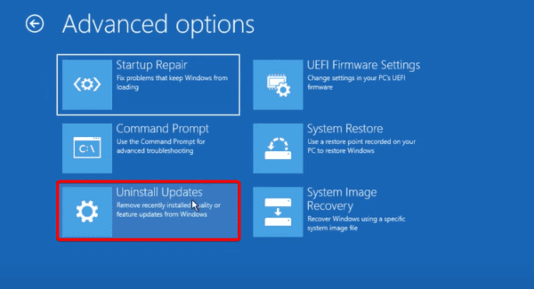 Uninstall updates on Windows