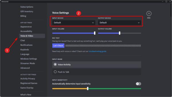 input and output devices 600x338 - Microphone Not Working In Discord on Windows 11: Fixed