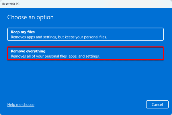 remove everything 600x401 - How to Fix DISM Error 87 in Windows 11