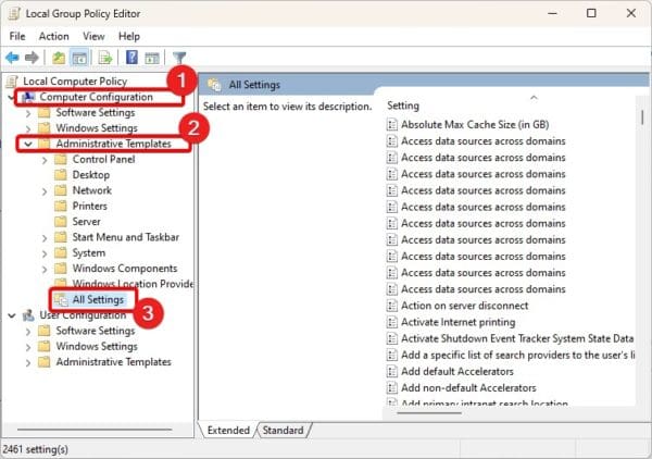 All group policy settings - view applied group policies for your device