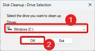 Selecting the C drive