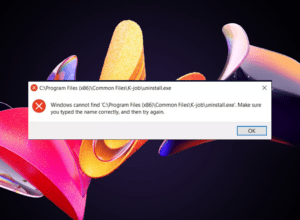 Windows cannot find uninstall.exe error