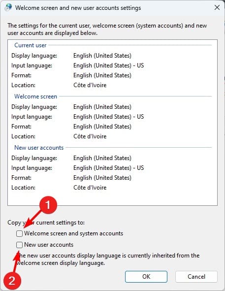 copying settings - Windows Lock Screen in Another Language